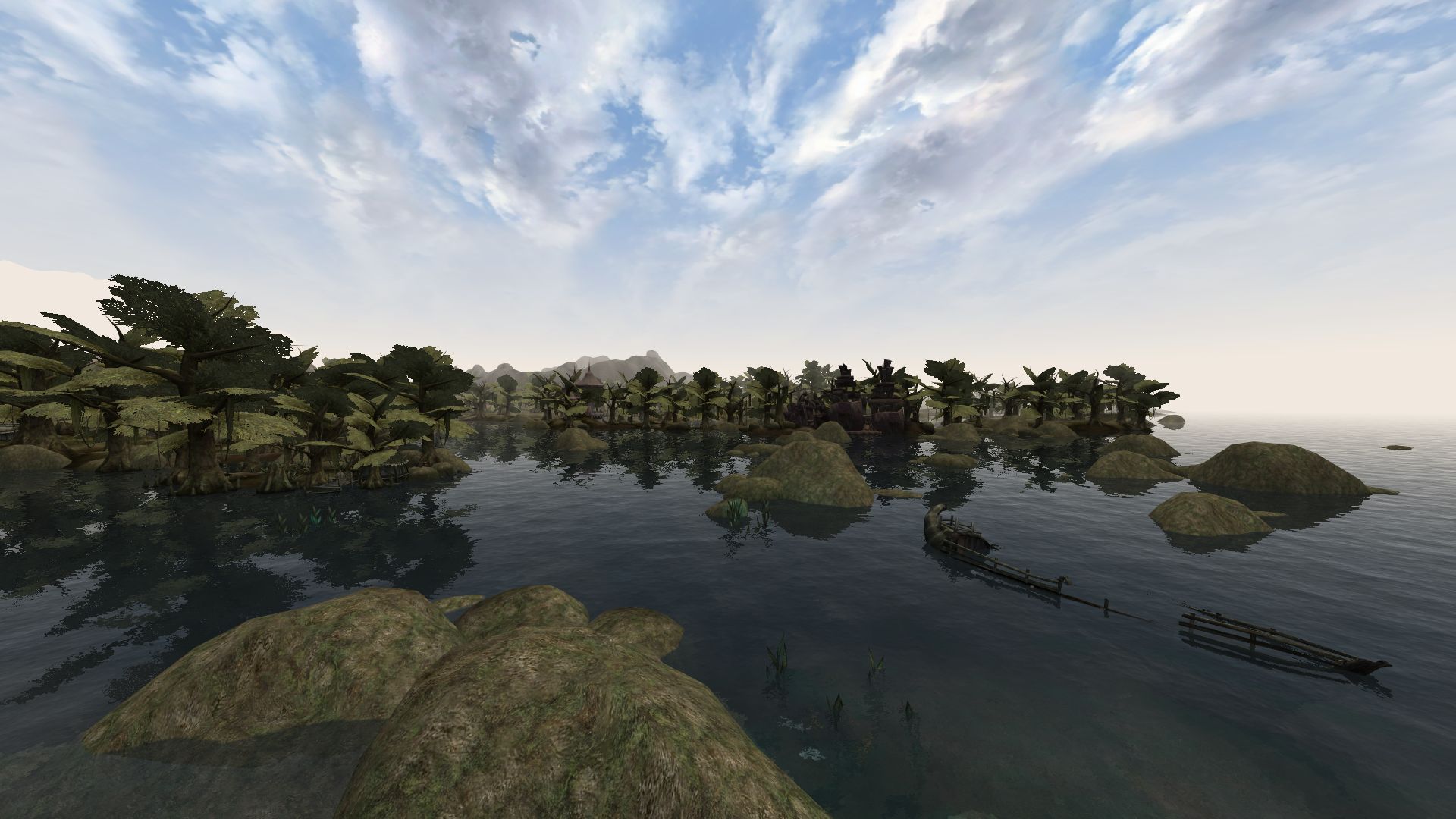 A screenshot of Morrowind in the eastern swamp.